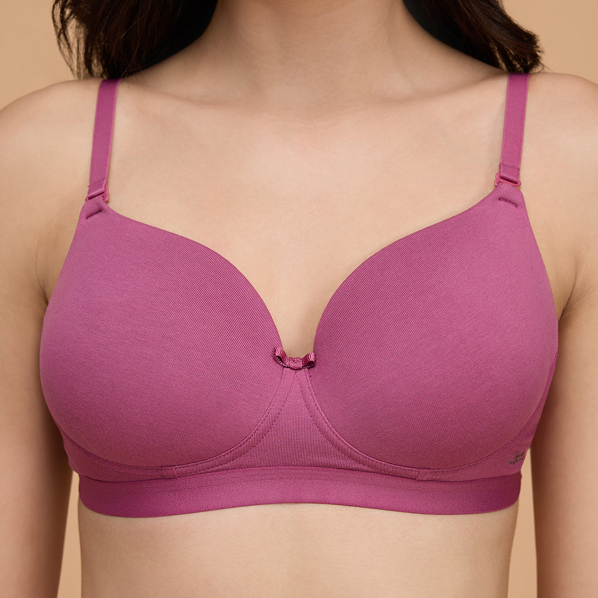 Nykd By Nykaa Breathe Cotton Padded wireless Transparent back bra 3/4th coverage Rose NYB007