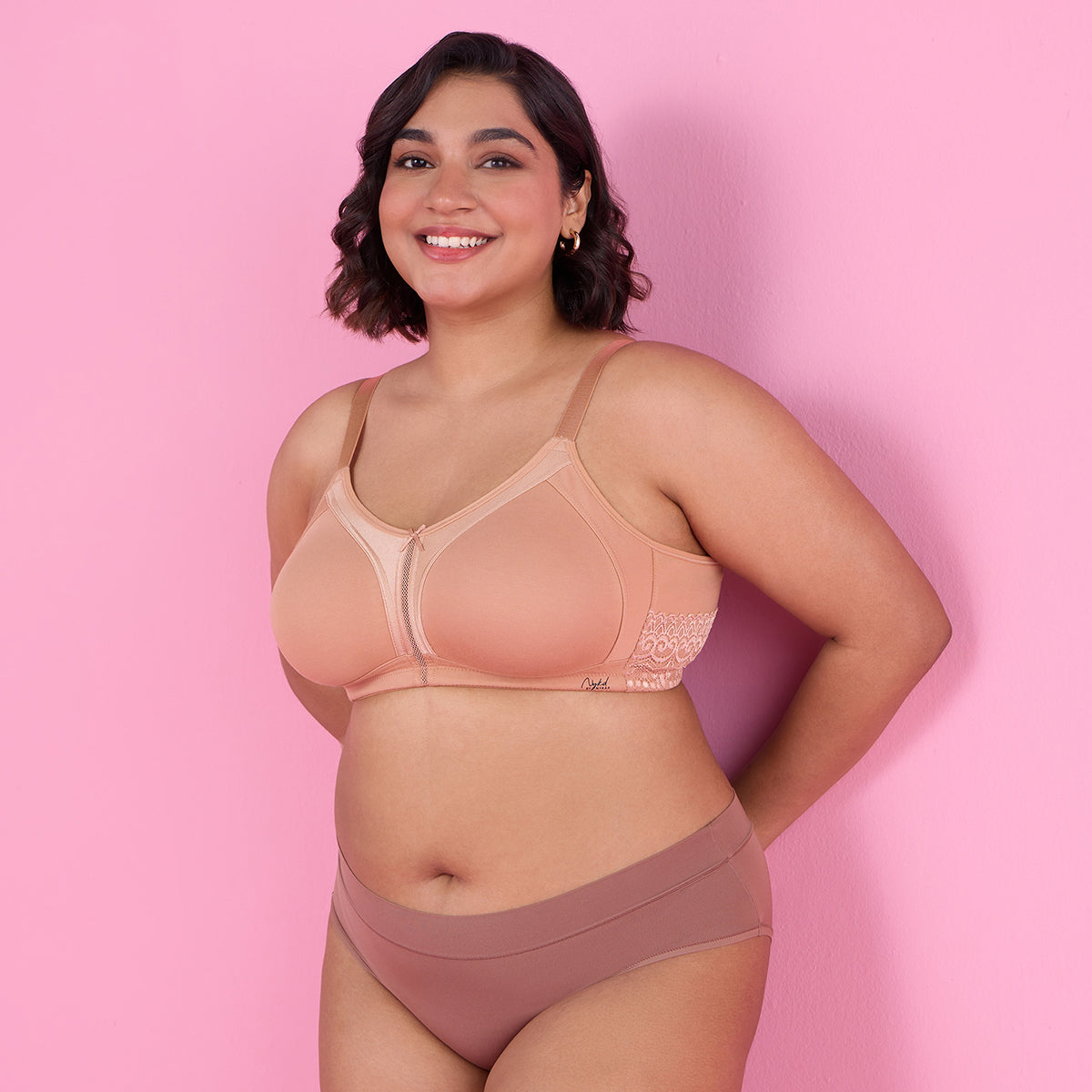 Nykd By Nykaa Everyday Cotton M-Frame Bounce Control Non-Padded Non-Wired Bra NYB101 Clay
