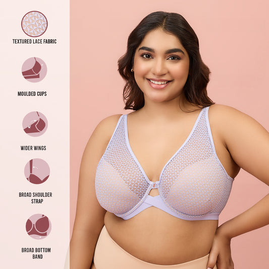 Nykd by Nykaa Textured Lace Non Padded Wired Bra NYB140-Purple