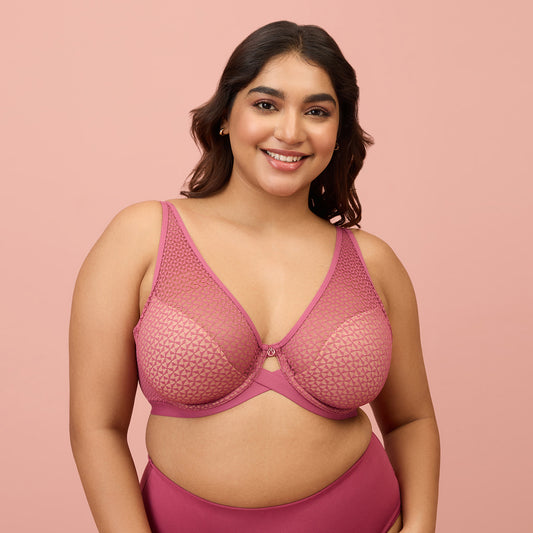Nykd by Nykaa Textured Lace Non Padded Wired Bra NYB140-Mauve