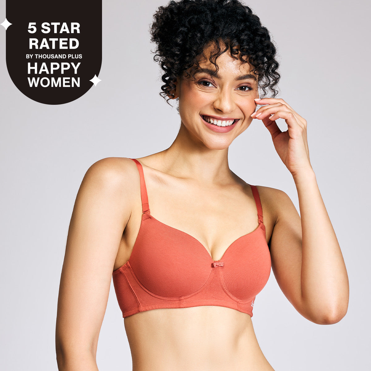 Nykd By Nykaa Breathe Cotton All Day Comfort Padded Non Wired T-Shirt Bra Nyb198 Carrot