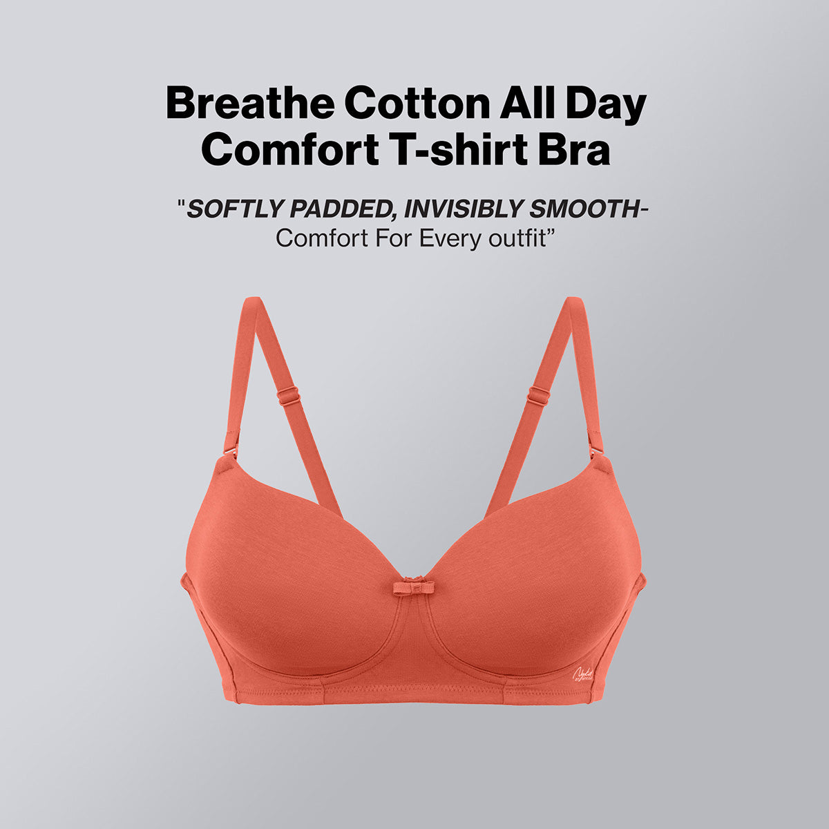 Nykd By Nykaa Breathe Cotton All Day Comfort Padded Non Wired T-Shirt Bra Nyb198 Carrot