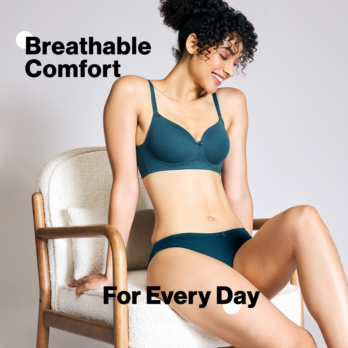 Nykd By Nykaa Breathe Cotton All Day Comfort Padded Non Wired T-Shirt Bra Nyb198 S Blue