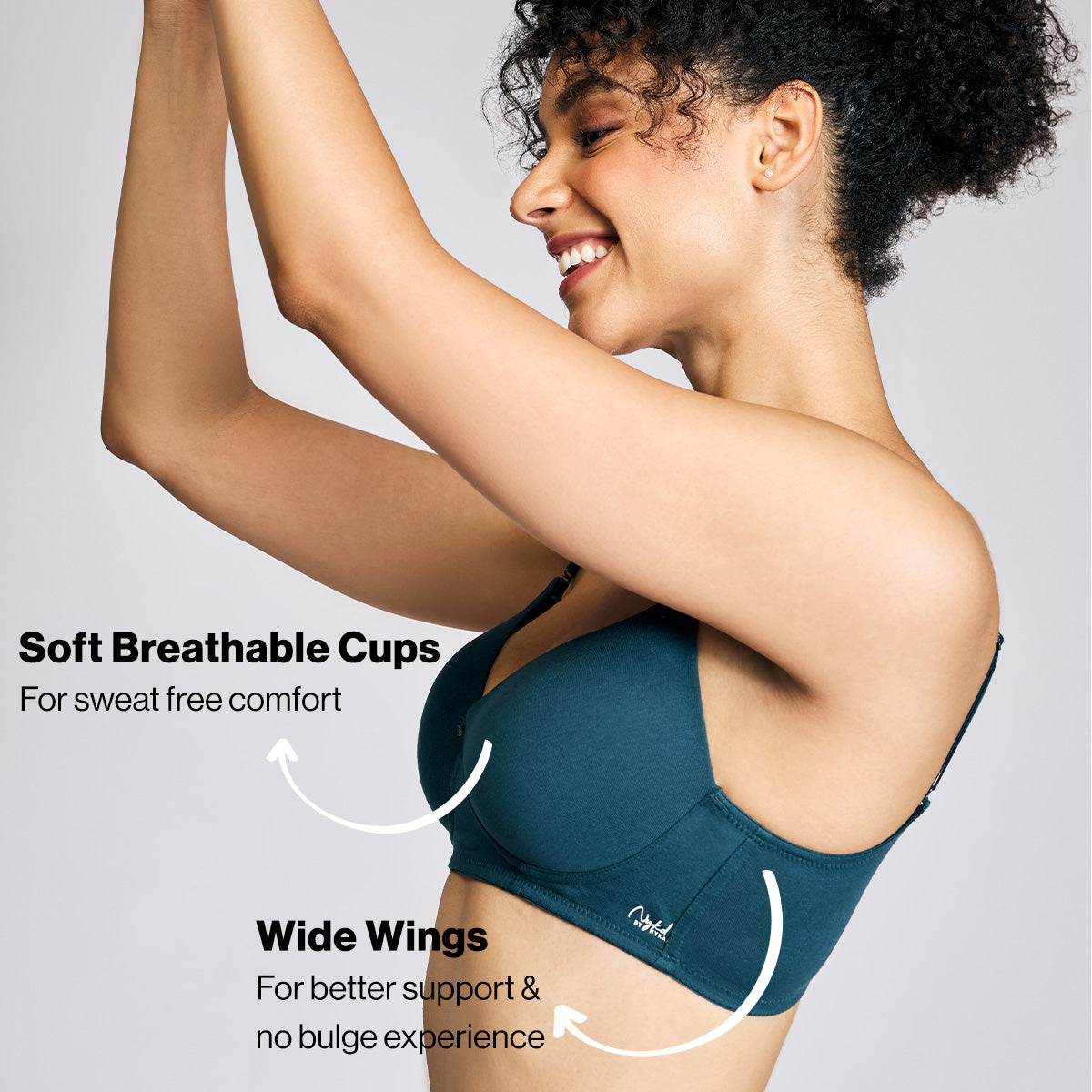 Nykd By Nykaa Breathe Cotton All Day Comfort Padded Non Wired T-Shirt Bra Nyb198 S Blue