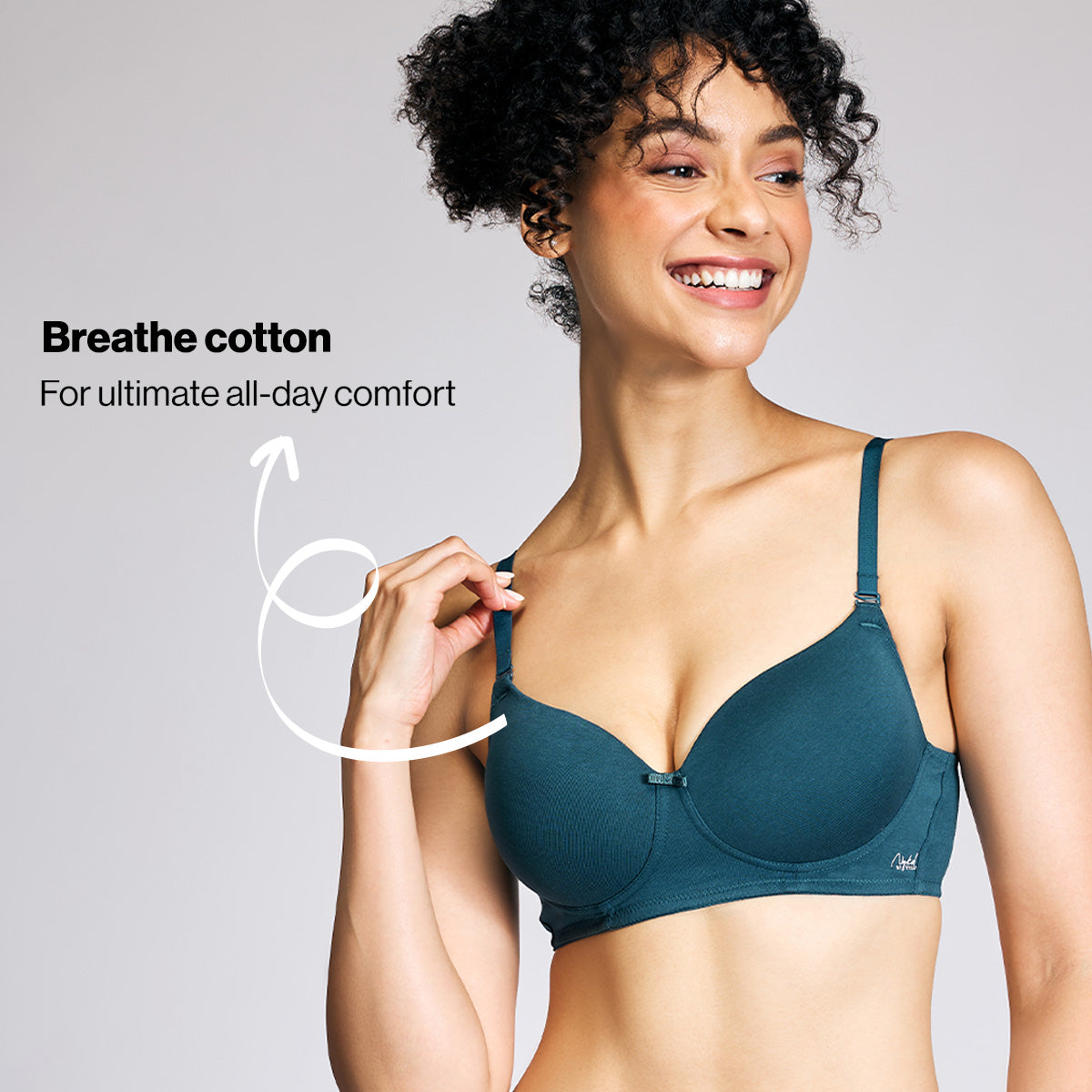 Nykd By Nykaa Breathe Cotton All Day Comfort Padded Non Wired T-Shirt Bra Nyb198 S Blue