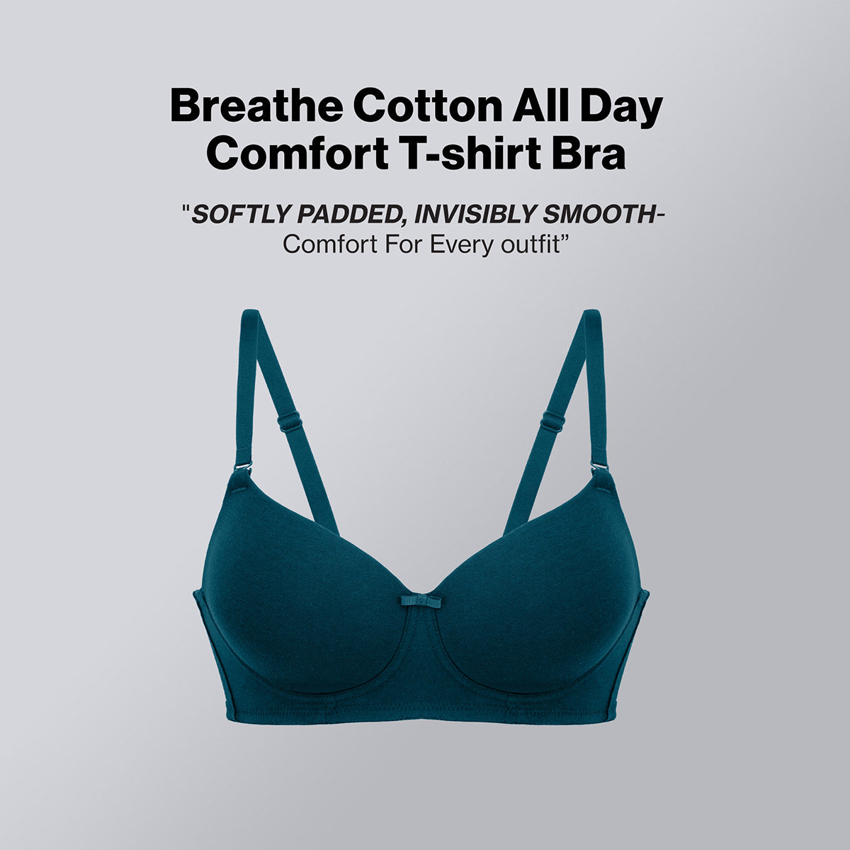 Nykd By Nykaa Breathe Cotton All Day Comfort Padded Non Wired T-Shirt Bra Nyb198 S Blue