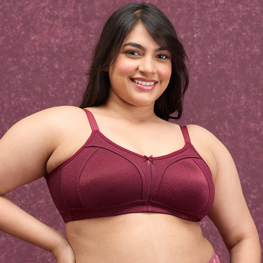 Luxe Jacquard M-Frame Bra-NYB232-Maroon