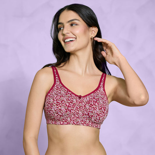 Everyday Delicate Floral Bra-NYB275-Maroon