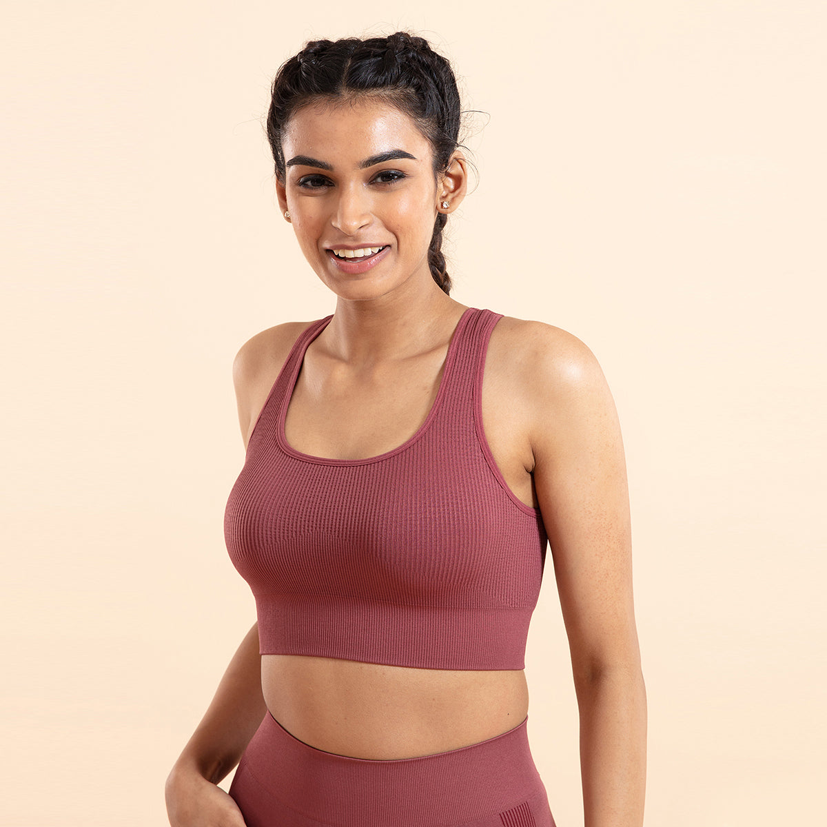 Nykd All Day Seamless Sports Bra with removable cookies- NYK096 Roan R –  Nykd by Nykaa