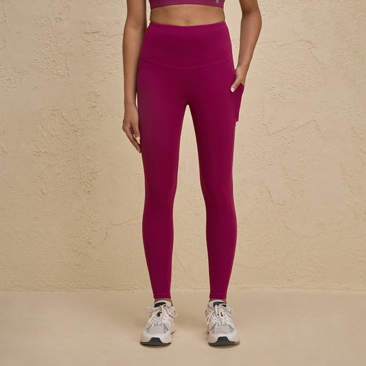 Luxe Leggings in Cloud Soft & Squat Proof Fabric with Anti Slip Waist & Booty Sculpting NYK261 Wine