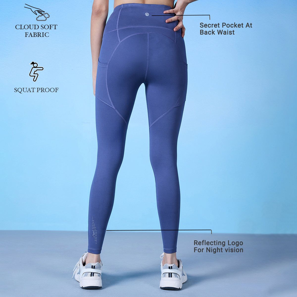 Nykd By Nykaa Cloud Soft & Flattering Full Length Leggings with Pockets-NYK260-Blue