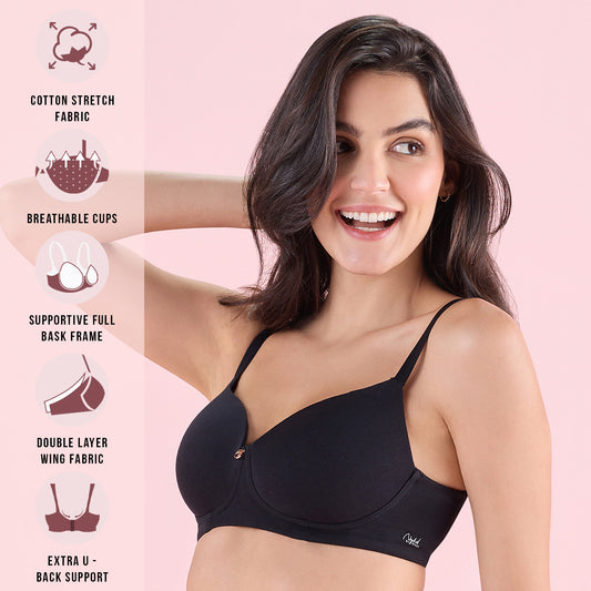 Nykd by Nykaa Cups of Joy Wire-free Shaping Bra-Black NYB094