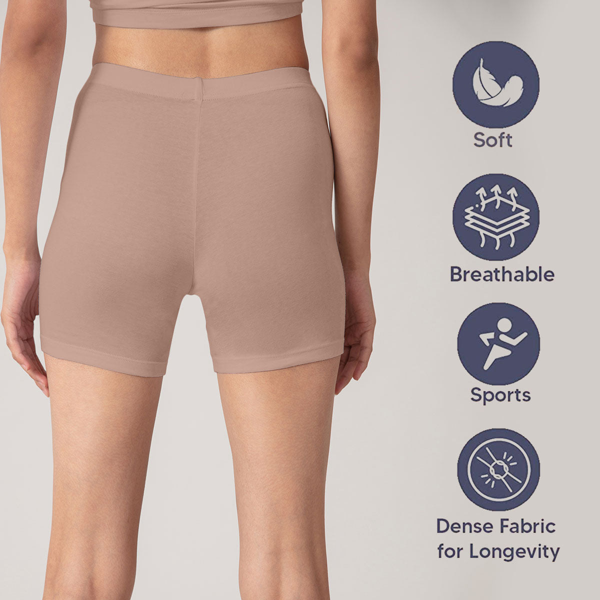 Pack of 2 Stretch Cotton Cycling Shorts-NYP083-Black & Nude