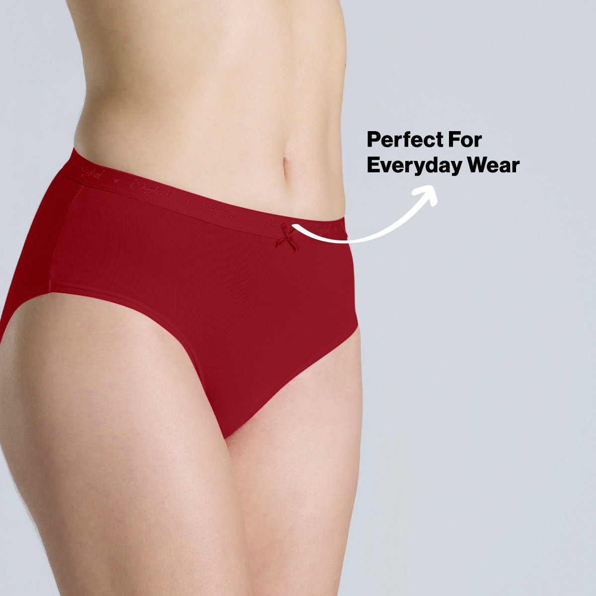 Nykd By Nykaa PO3 Mid Rise Cotton Hipster Panty with Outer Elastic-Jet Black,Maroon,S.Red NYP391