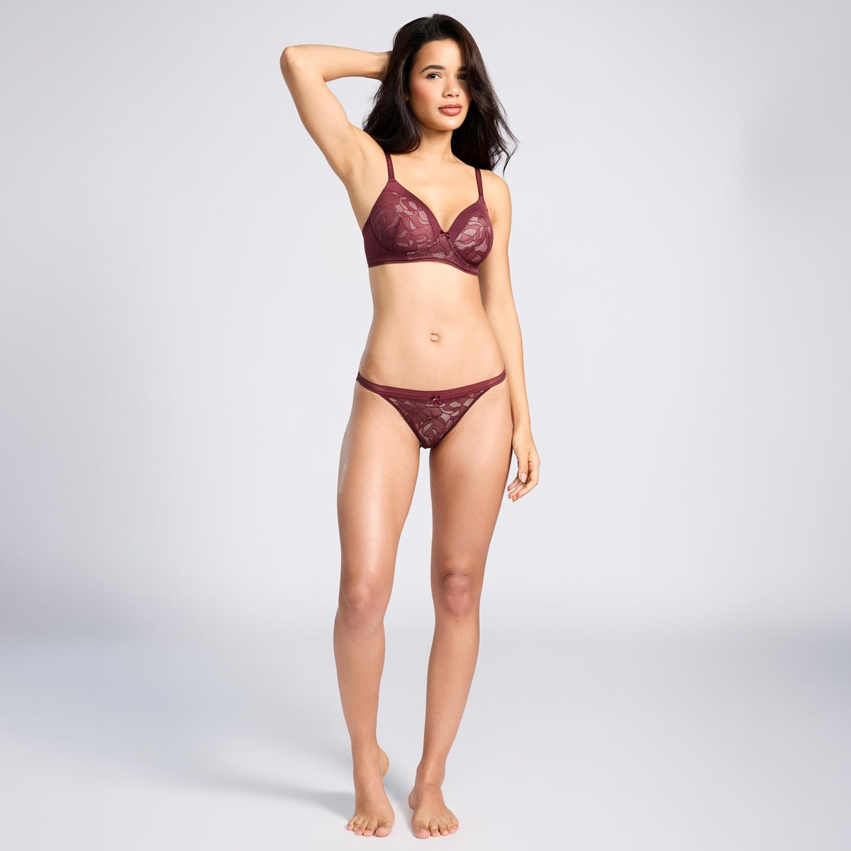 Nykd By Nykaa The Bridal Edit Lace Hi-Cut Bikini-NYP426 F Maroon