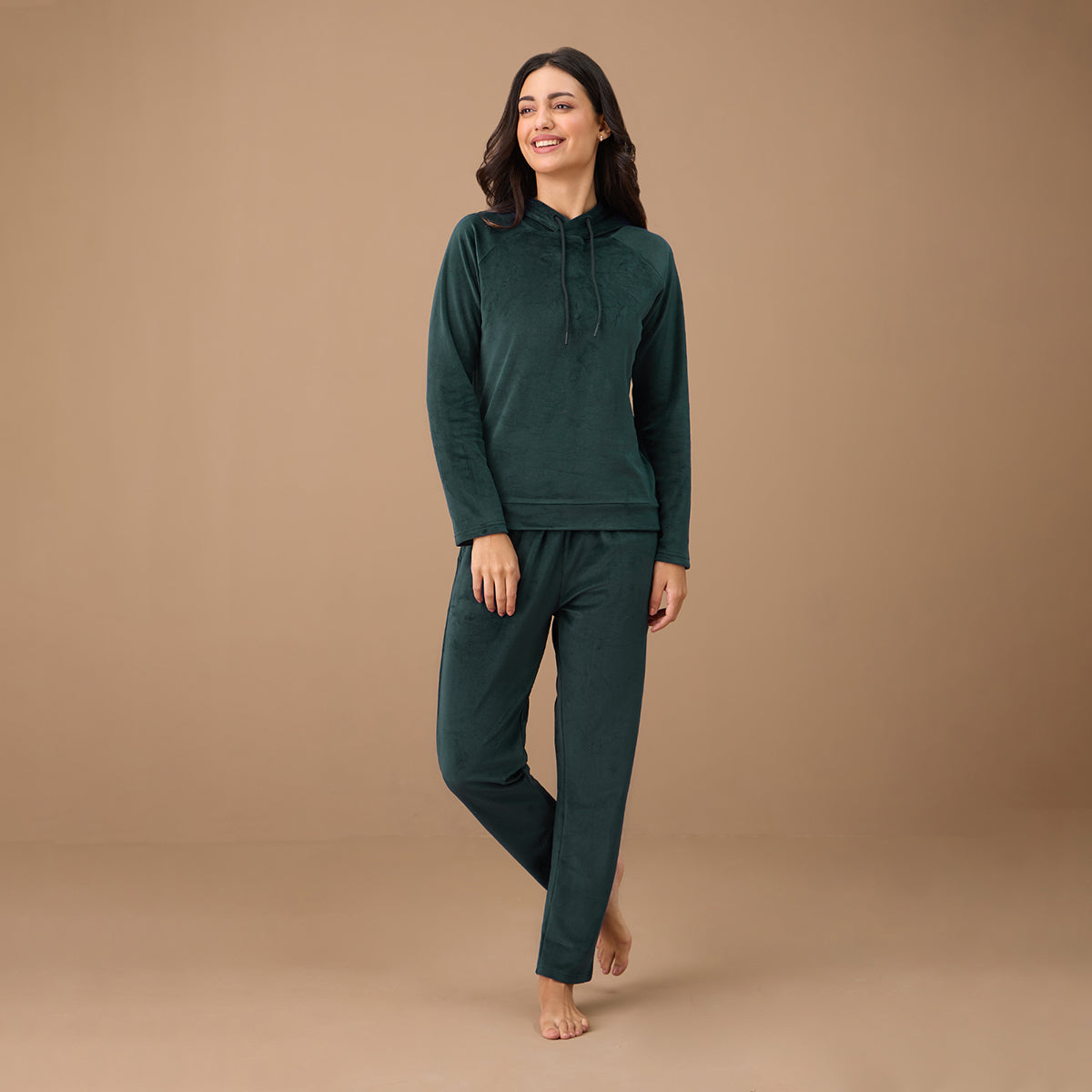 Luxe Velour Pants in Relaxed Fit-NYS048-Green
