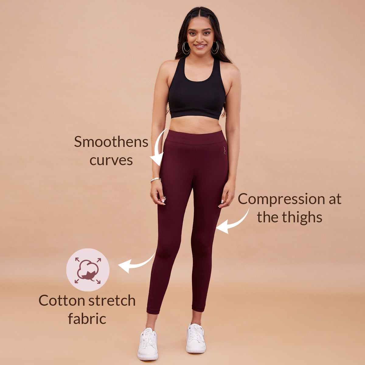 Nykd All Day Essential Cotton Leggings-NYAT076-Potent Purple