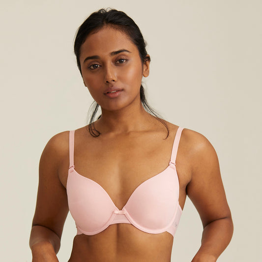 Breathe Cotton Padded wired T-shirt bra 3/4th coverage-NYB001-Pink