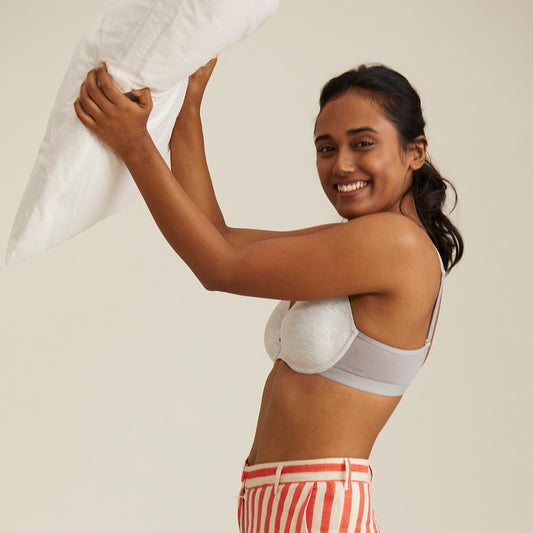 Breathe Cotton Padded wired T-shirt bra 3/4th coverage-NYB001-Grey