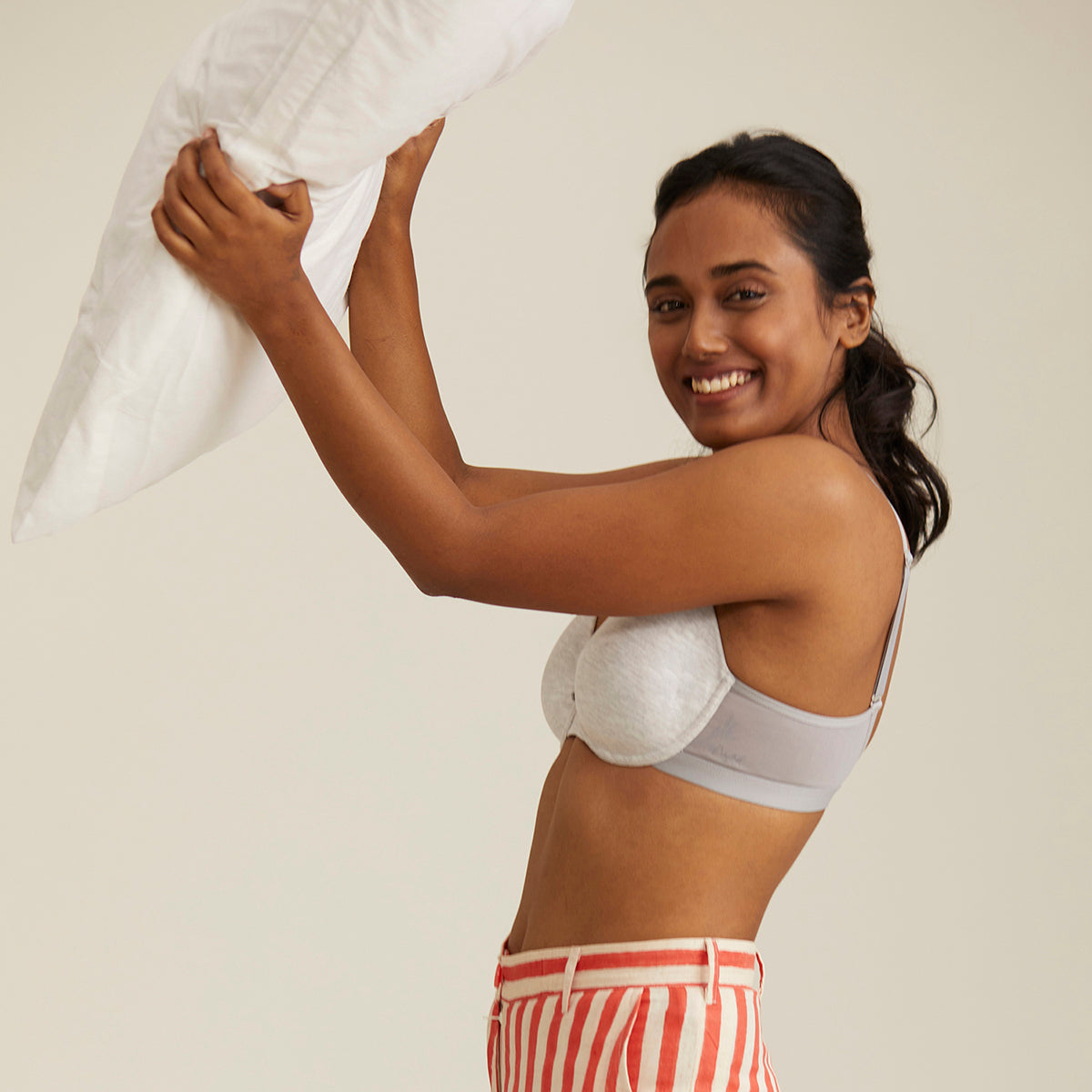 Breathe Cotton Padded wired T-shirt bra 3/4th coverage-NYB001-Grey