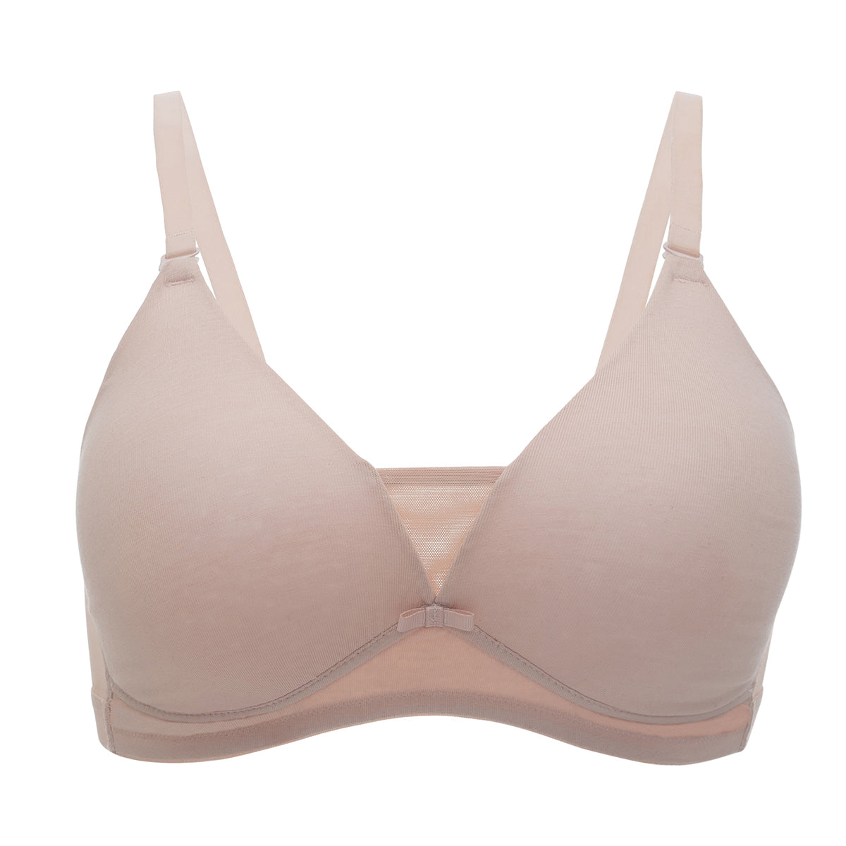 Breathe Cotton Padded wireless Triangle T-shirt bra 3/4th coverage - Nude NYB003