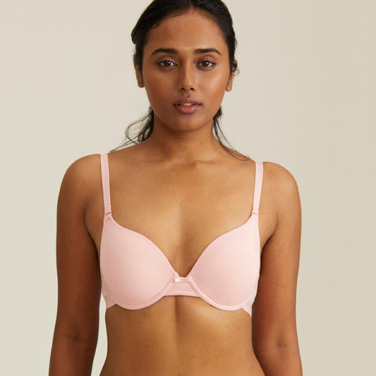Breathe Cotton Padded wired Push up level-2 bra Demi coverage-NYB005-Pink