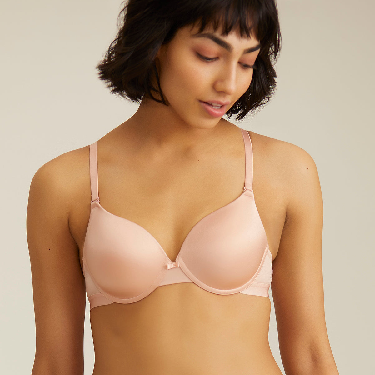Breathe Shine Padded wired Push up level-2 Bra Demi coverage-NYB009-Nude