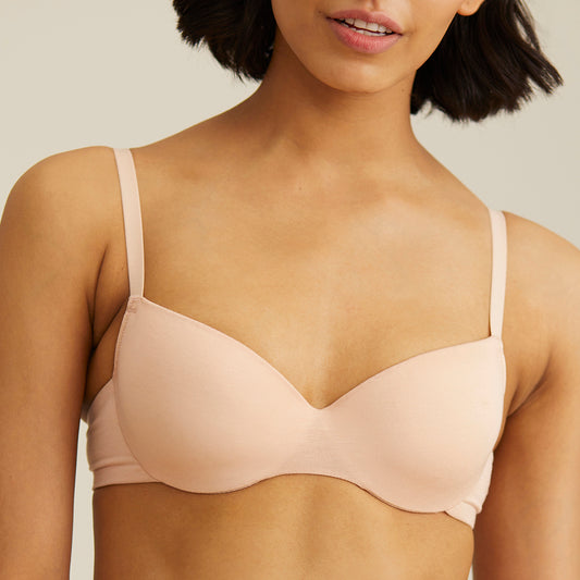 Akin to skin Padded wired T-shirt Bra Demi coverage-NYB014-Nude