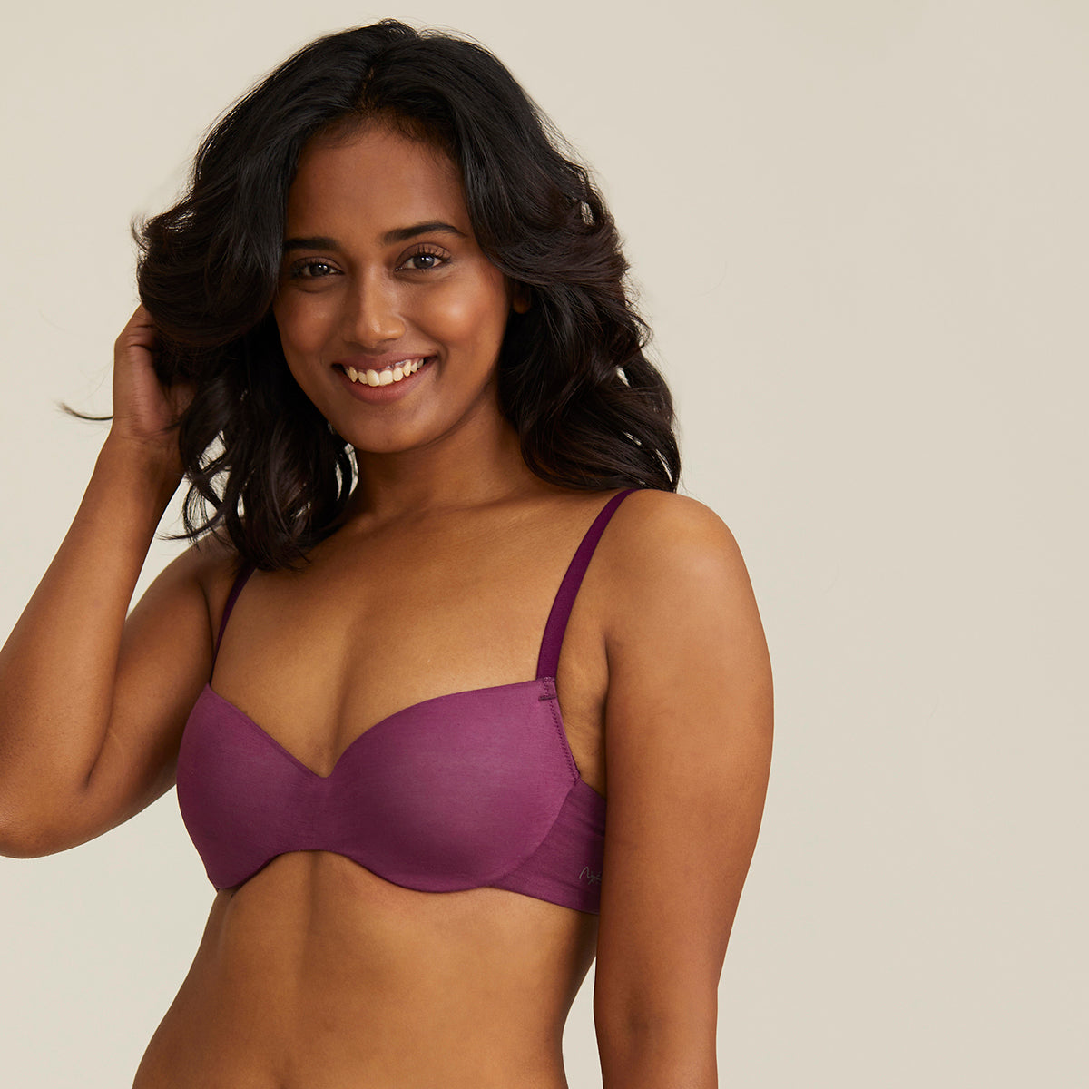 Akin to skin Padded wired T-shirt Bra Demi coverage-NYB014-Purple