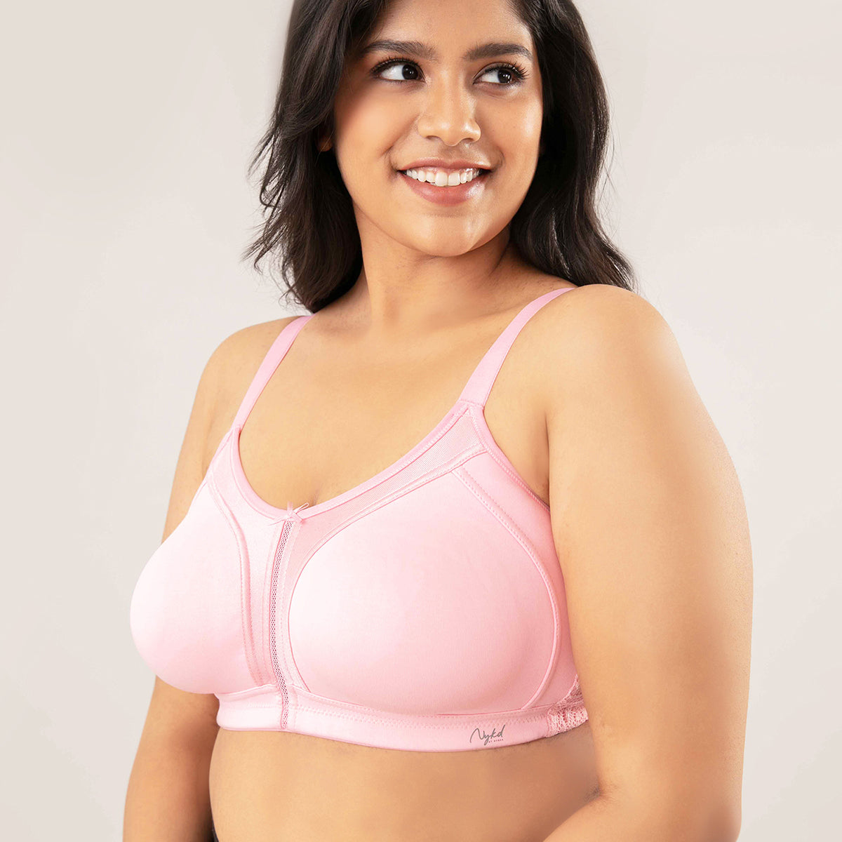 Nykd By Nykaa Everyday Cotton M-Frame Bounce Control Non-Padded Non-Wired Bra NYB101 M Pink