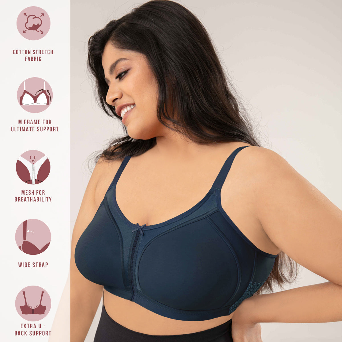 Nykd By Nykaa Support Me Pretty Bra-French Navy NYB101