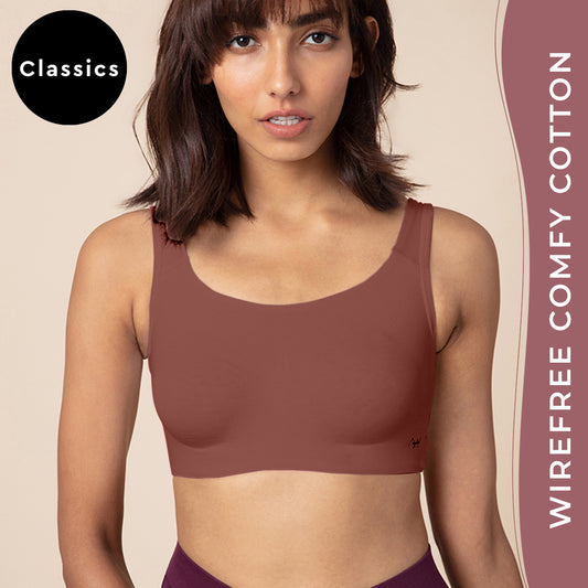 Nykd by Nykaa Soft Cup Easy-Peasy Slip-on Bra with Full Coverage - Rust NYB113