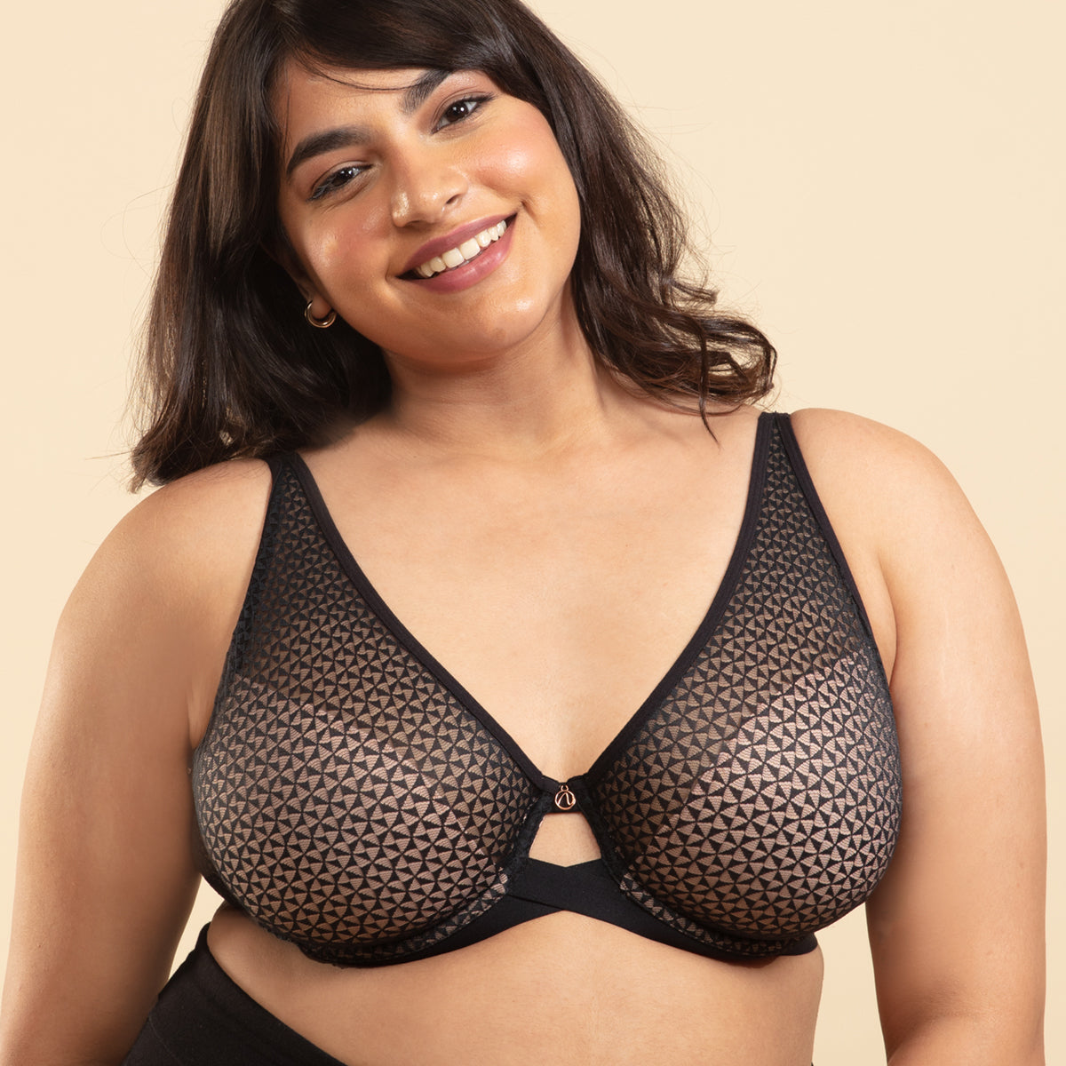 Nykd by Nykaa Textured Lace Non Padded Wired Bra NYB140-Black