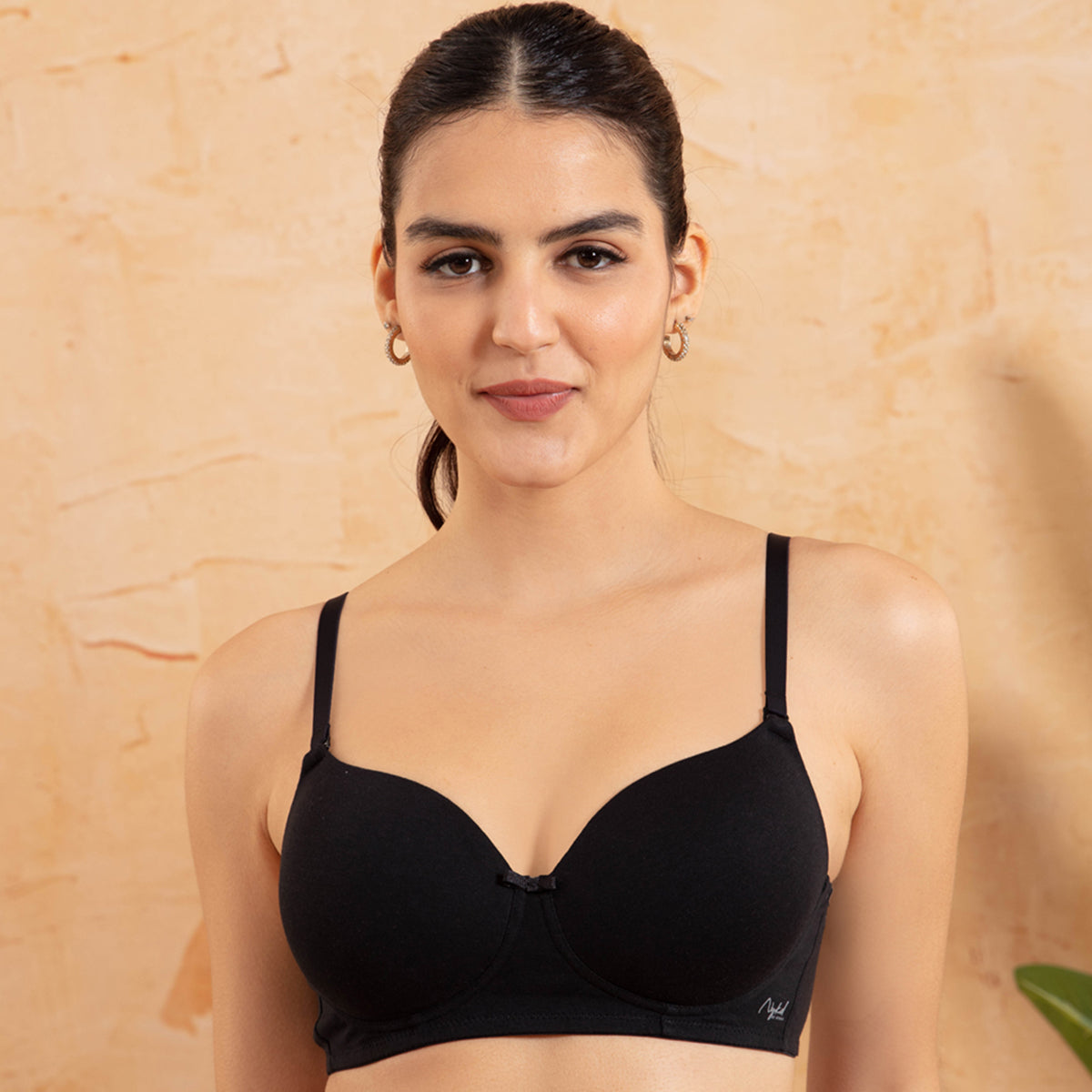 Breathe Cotton Padded wireless T-shirt bra 3/4th coverage - Anthracite NYB198