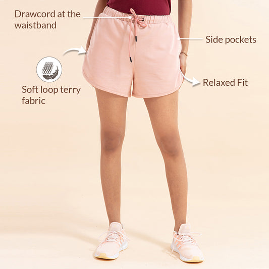 Chill- Pill Cotton Terry Shorts , Nykd All Day-NYK039  Evening Sand Pink