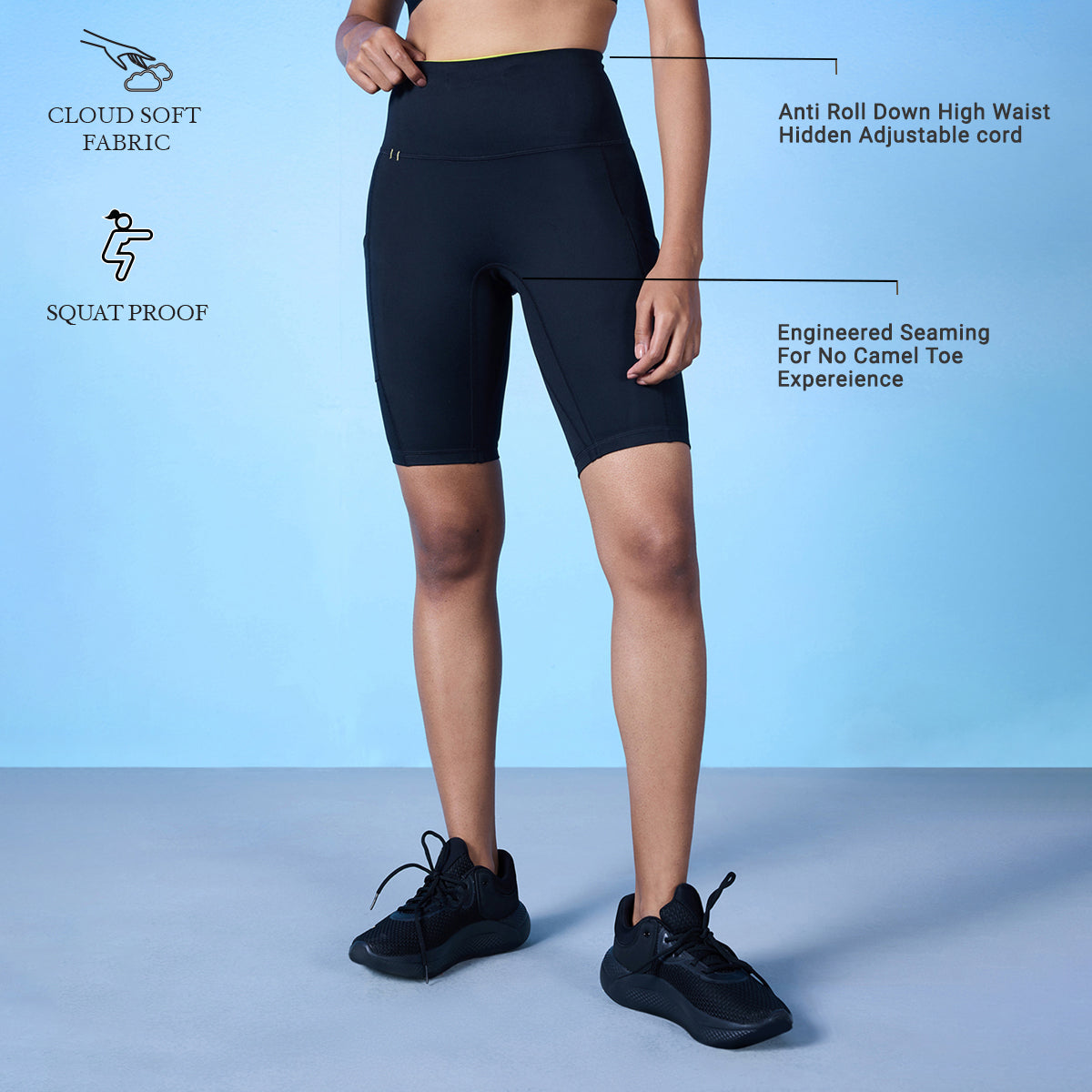 Nykd All Day Fashion Cycling Shorts-NYK113-Jet Black