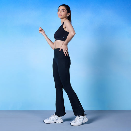 NYKD All Day Iconic studio Flare Legging-NYK251-Jet Black