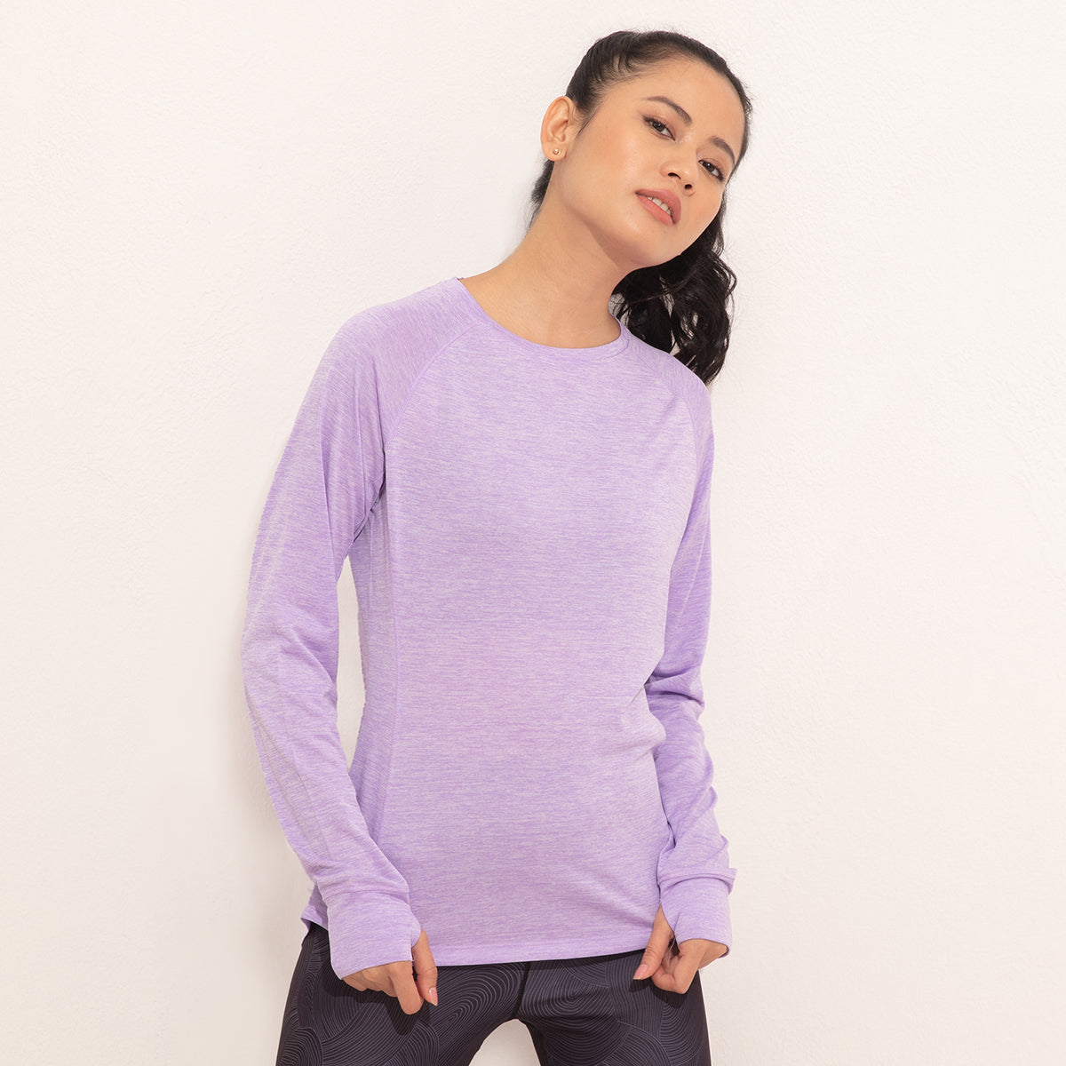Long Sleeved Athletic Top-NYK311-Purple Rose