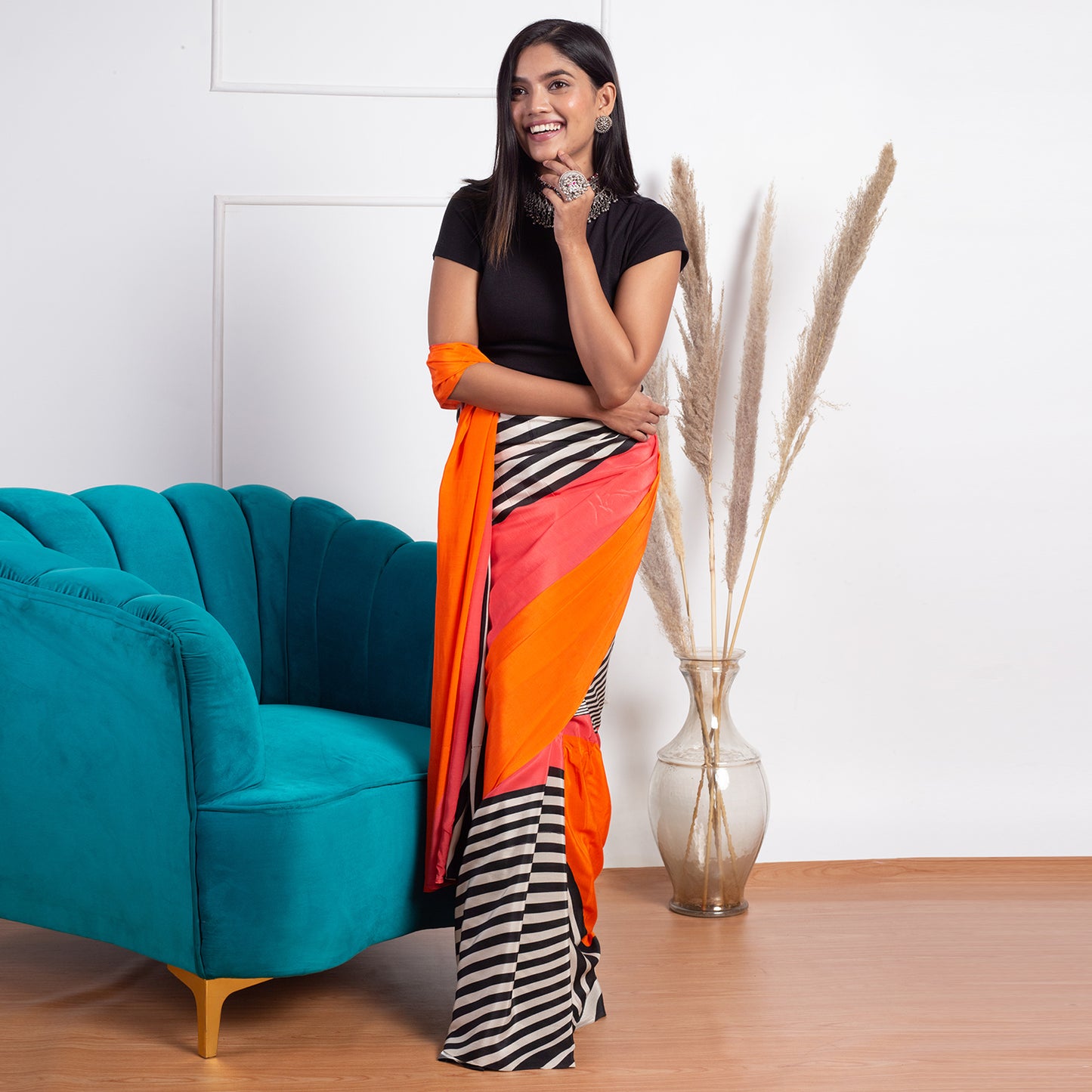 Mermaid Saree Petticoat-NYOE01-Black