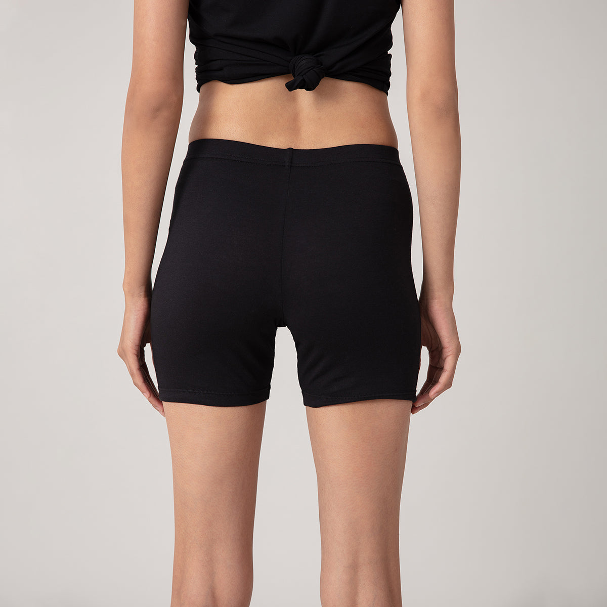 Stretch cotton cycling shorts-NYP083-Black
