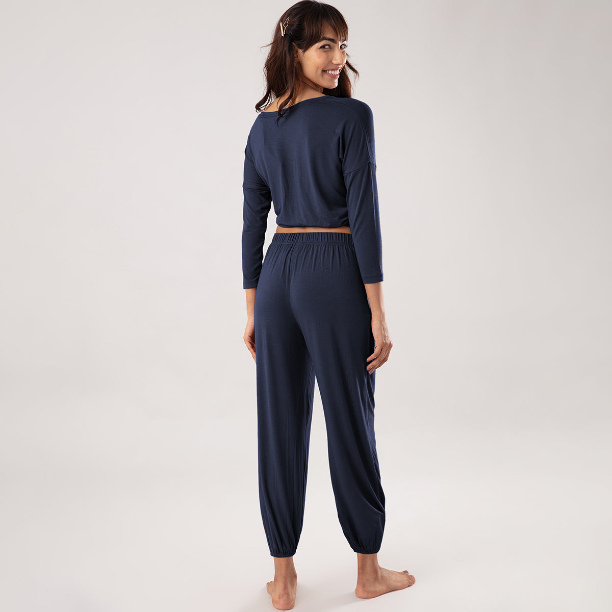 Sumptuously Soft Modal Lounge Pajama Set of 2-NYS016-Navy