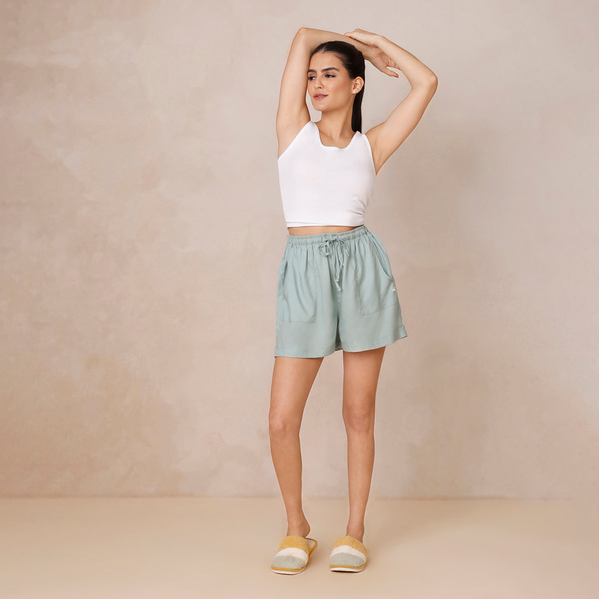 Comfy Vibes All Day Shorts-NYS035-Mint