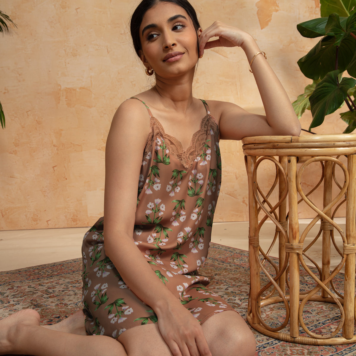 Masaba For Nykd Satin Slip Dress-Grace-NYS070-Pink Floral