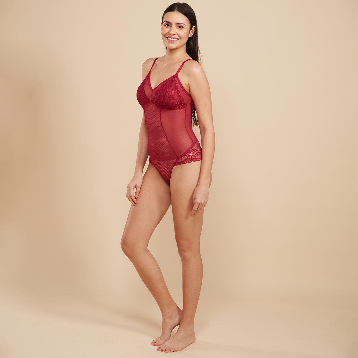 Lace Teddy-NYS124-Maroon