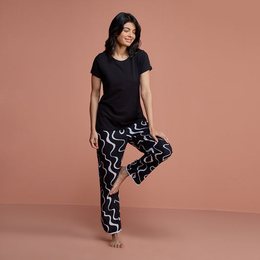 Sleep In Step Out Pajama  - NYS130 - Swiggly Black