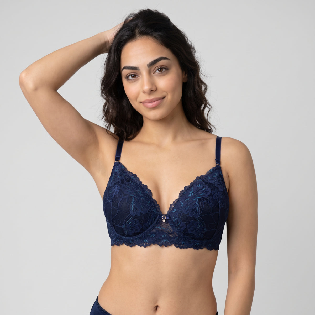 Nykd By Nykaa The Bridal Edit Lacy T-Shirt Padded Non-Wired Bra - NYB477 Navy