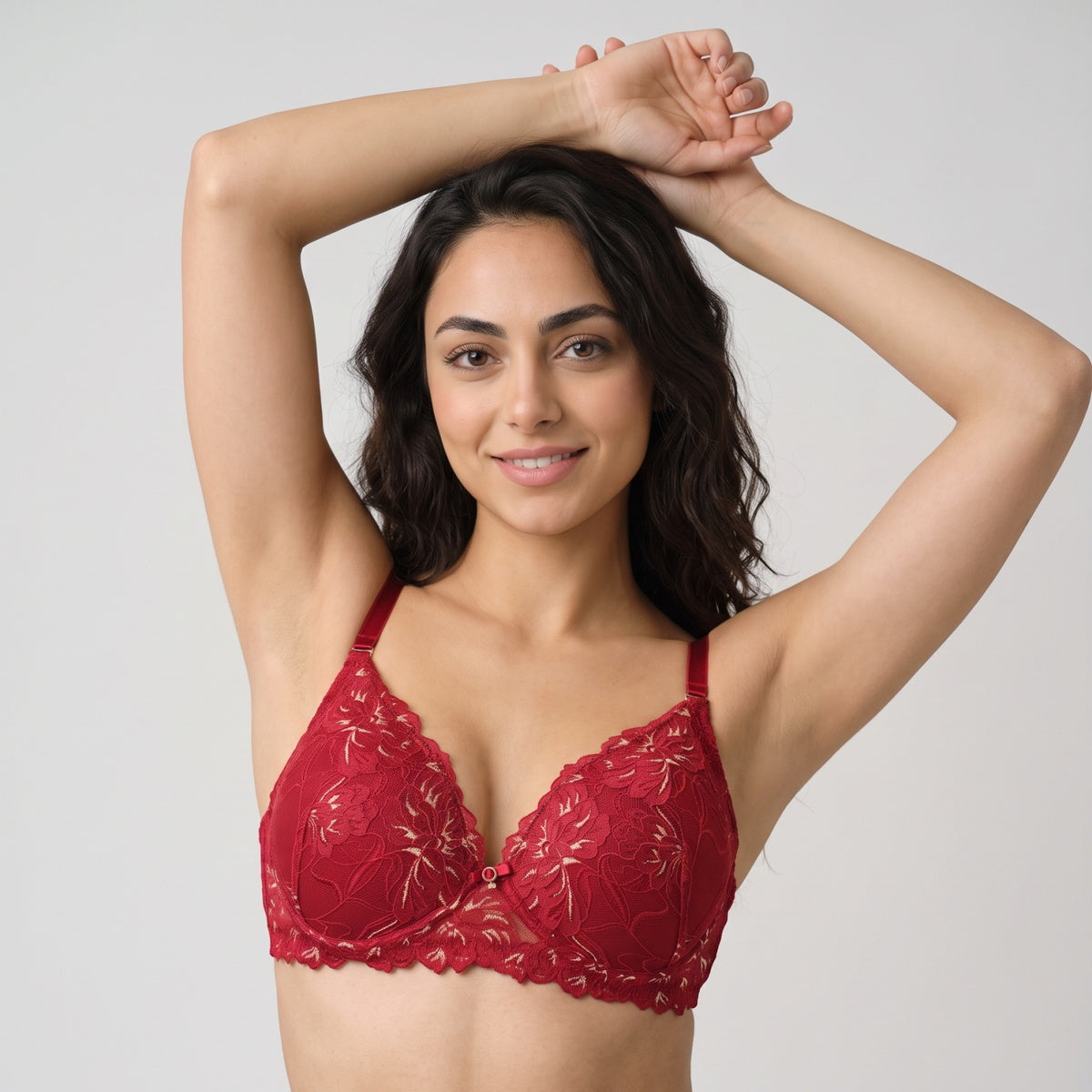 Nykd By Nykaa The Bridal Edit Lacy T-Shirt Padded Non-Wired Bra-NYB477 Red