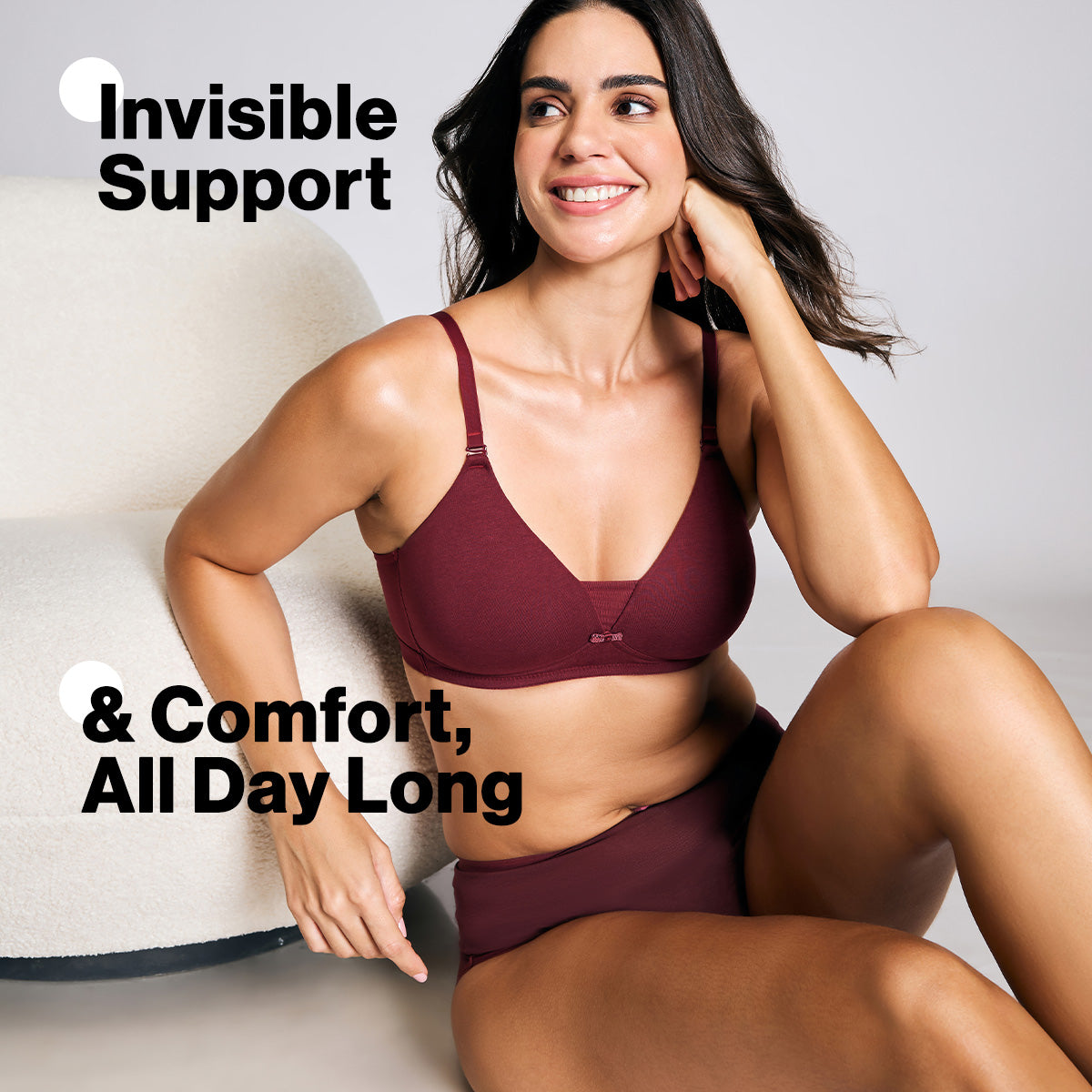 Nykd By Nykaa Breathe Cotton Triangle Cup Padded Non Wired T-Shirt Bra NYB003 Maroon