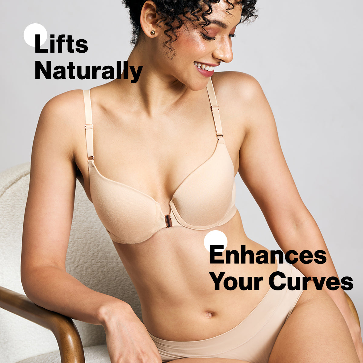 Nykd By Nykaa Infinity Edge Front Open Padded Wired Level 2 Push Up Bra NYB395 Skin