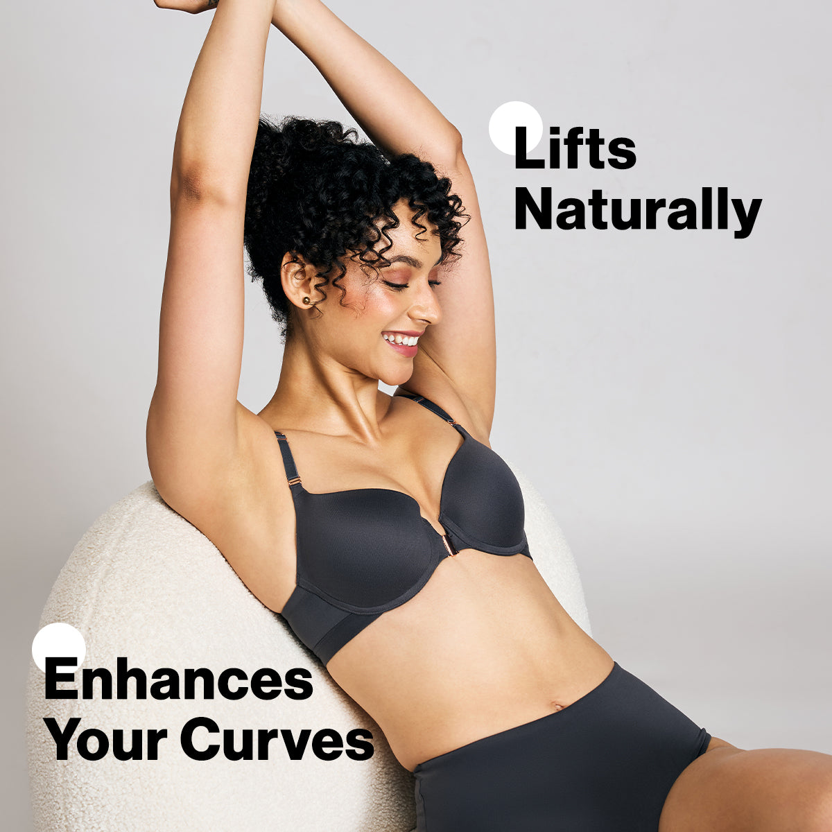 Nykd By Nykaa Infinity Edge Front Open Padded Wired Level 2 Push Up Bra NYB395 Dark Grey